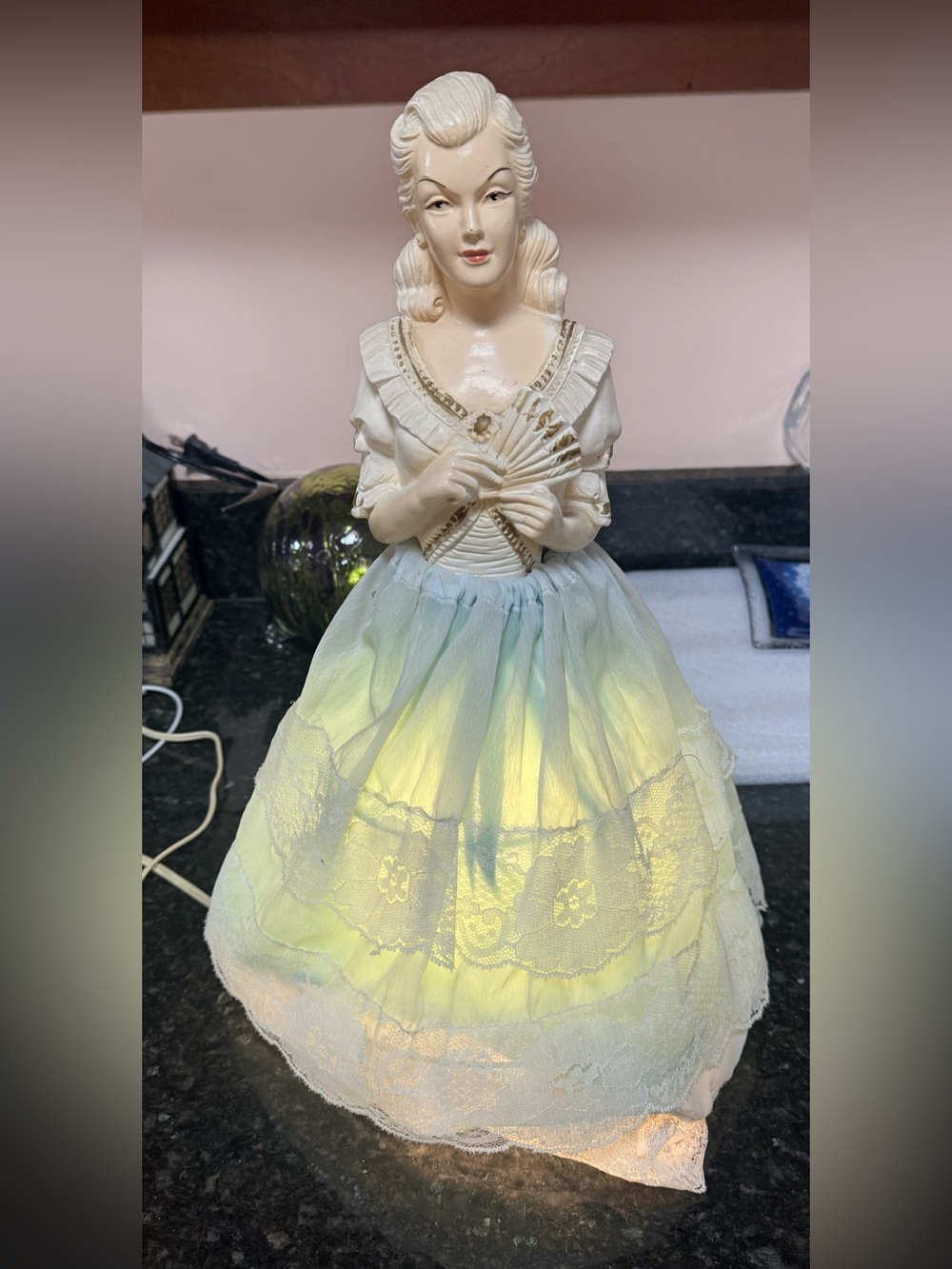 Vintage Doll Lamp Chalkware Plaster Lady